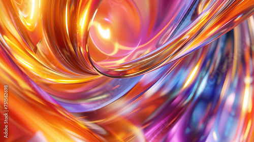 Dynamic swirls of metallic hues merge in a futuristic dance creating a vibrant multicolored abstract background