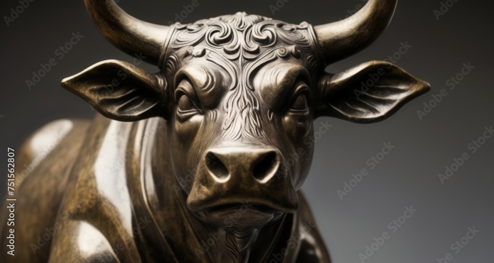  Elegant bronze bull sculpture, perfect for a modern or traditional setting