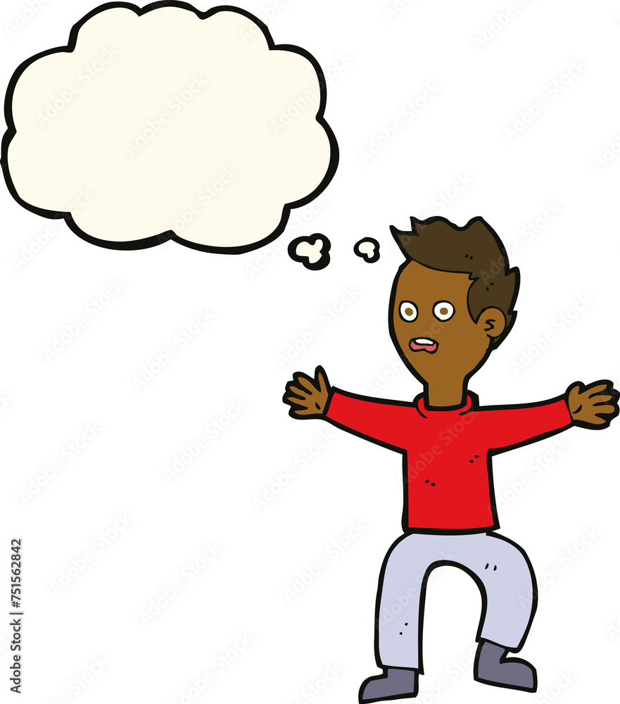 cartoon man panicking with thought bubble cartoon man panicking with thought bubble