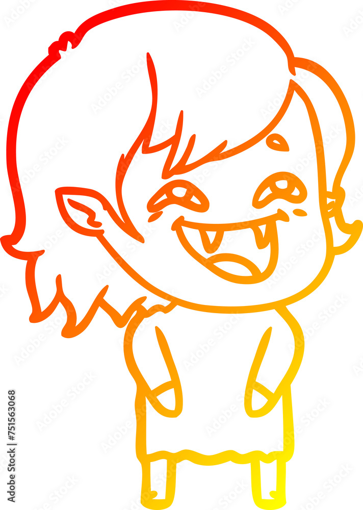 warm gradient line drawing cartoon laughing vampire girl warm gradient line drawing cartoon laughing vampire girl