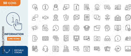 Information Line Editable Icons set. Editable stroke. Vector illustration	
