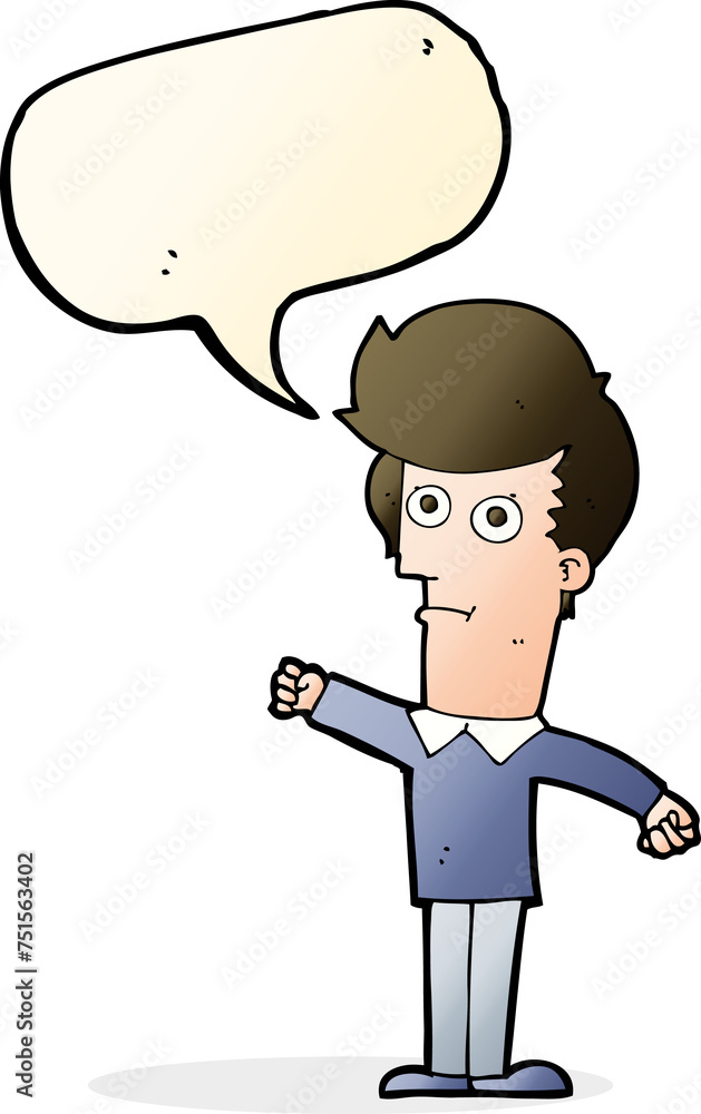 cartoon man punching with speech bubble