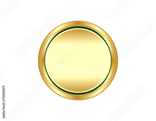 Shiny Green & Gold Medallion Medal Award Transparent Background photo