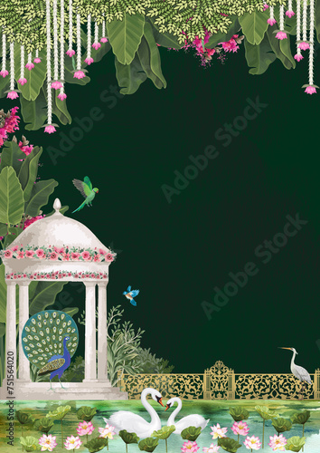 Obraz na plátně indian traditional wedding template save the date card invitation