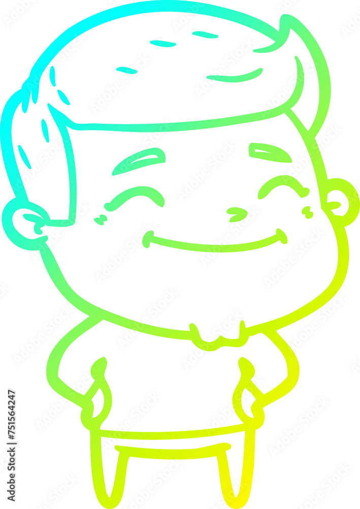 cold gradient line drawing happy cartoon man cold gradient line drawing happy cartoon man