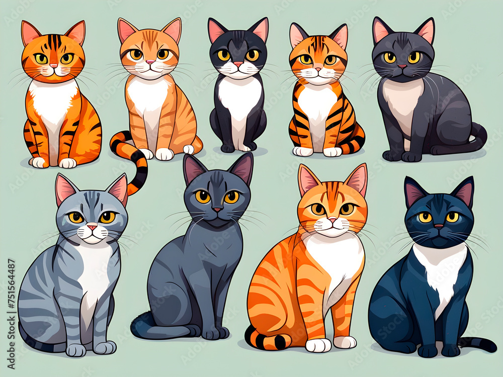 A large family of cats