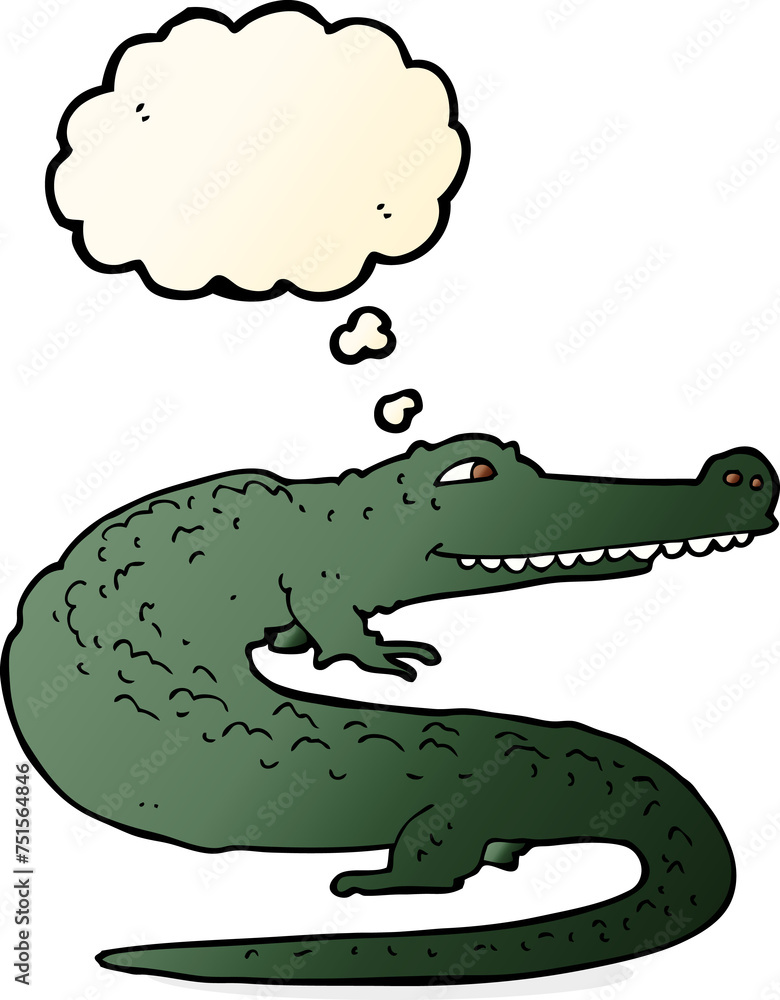 Obraz premium cartoon crocodile with thought bubble