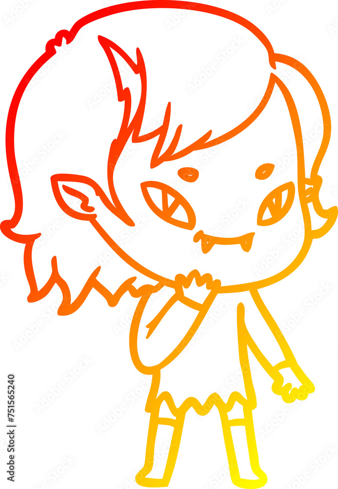 warm gradient line drawing cartoon friendly vampire girl considering warm gradient line drawing cartoon friendly vampire girl considering