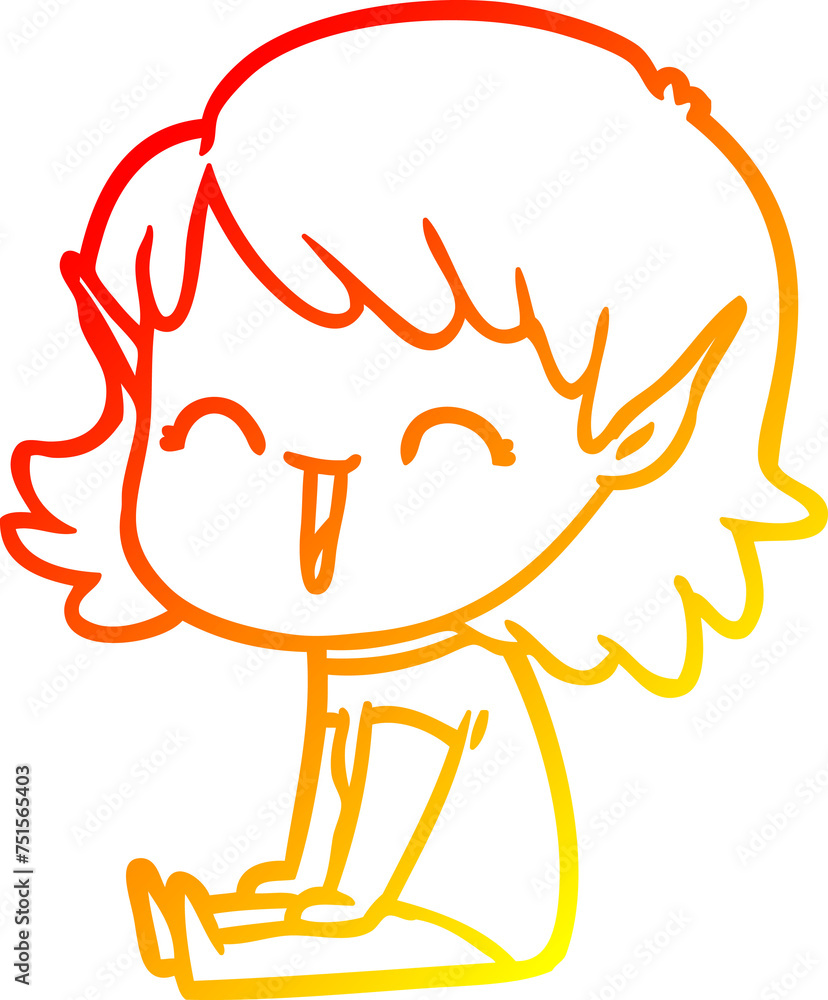 warm gradient line drawing cartoon elf girl warm gradient line drawing cartoon elf girl