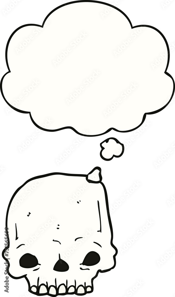 cartoon spooky skull and thought bubble cartoon spooky skull and thought bubble