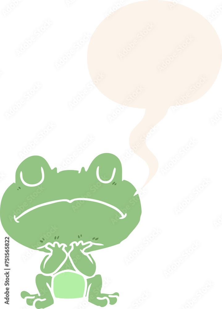 cartoon frog waiting patiently and speech bubble in retro style cartoon frog waiting patiently and speech bubble in retro style