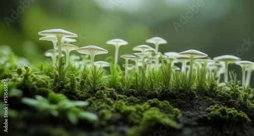  Nature's bounty - A close-up of mushrooms thriving in a lush green environment