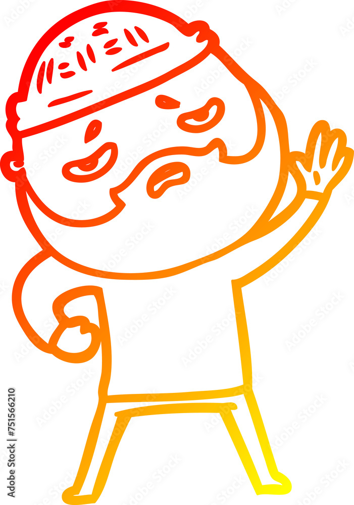 warm gradient line drawing cartoon worried man with beard warm gradient line drawing cartoon worried man with beard