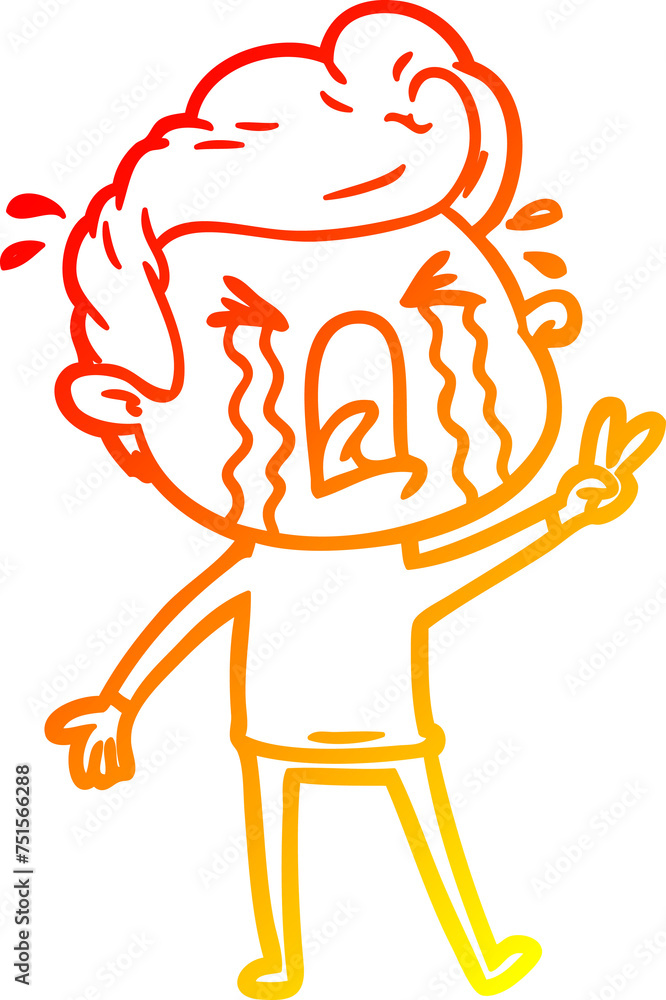 warm gradient line drawing cartoon crying man warm gradient line drawing cartoon crying man