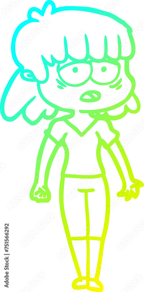 cold gradient line drawing cartoon tired woman cold gradient line drawing cartoon tired woman