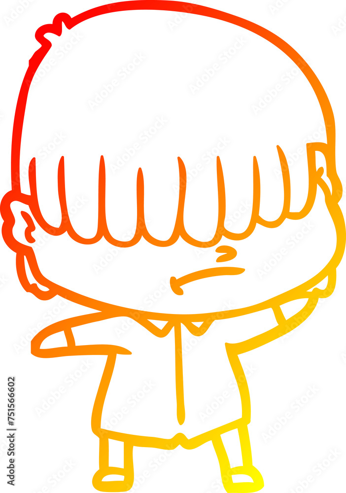 warm gradient line drawing cartoon boy with untidy hair warm gradient line drawing cartoon boy with untidy hair