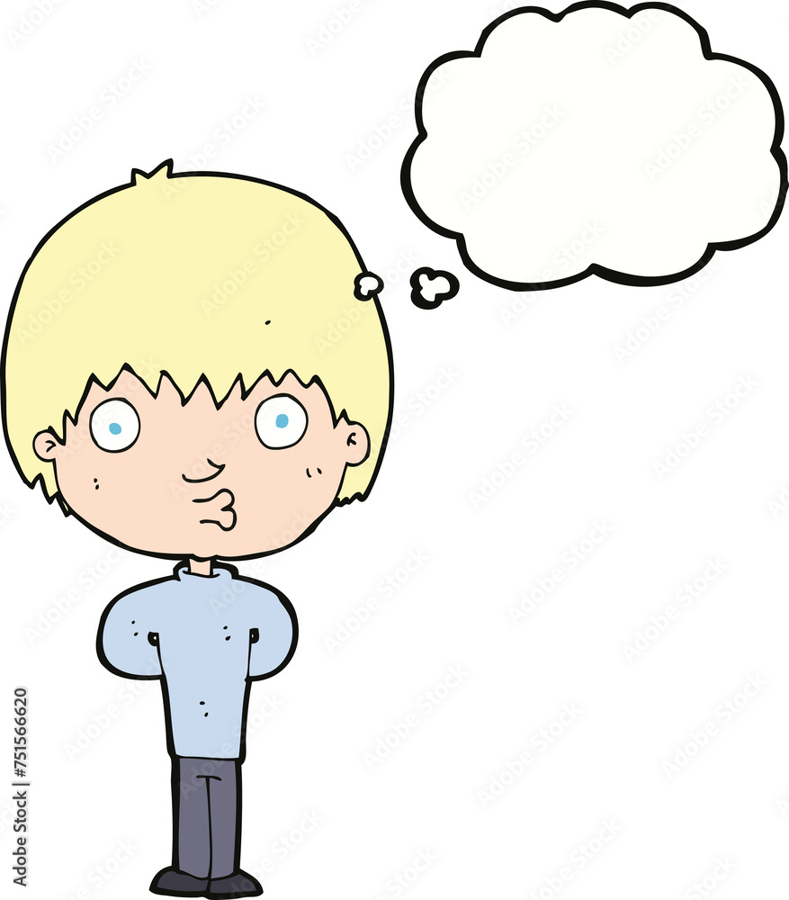cartoon whistling boy with thought bubble cartoon whistling boy with thought bubble