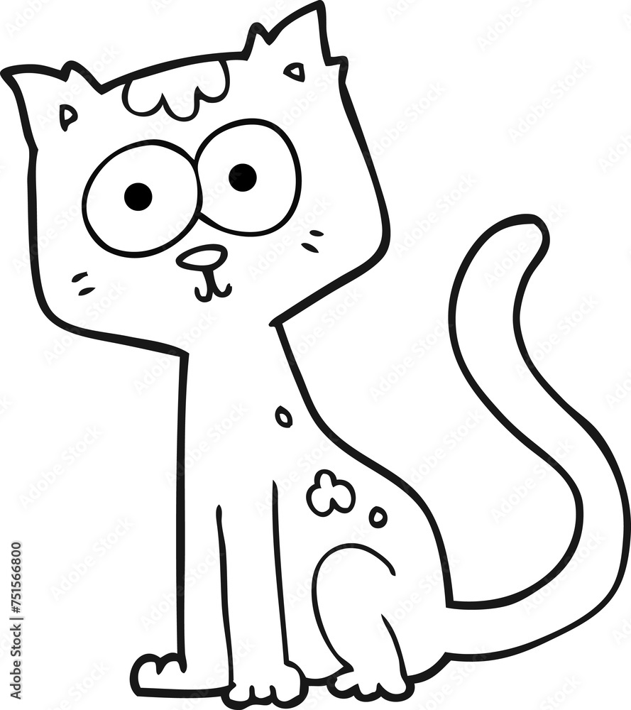 black and white cartoon cat black and white cartoon cat