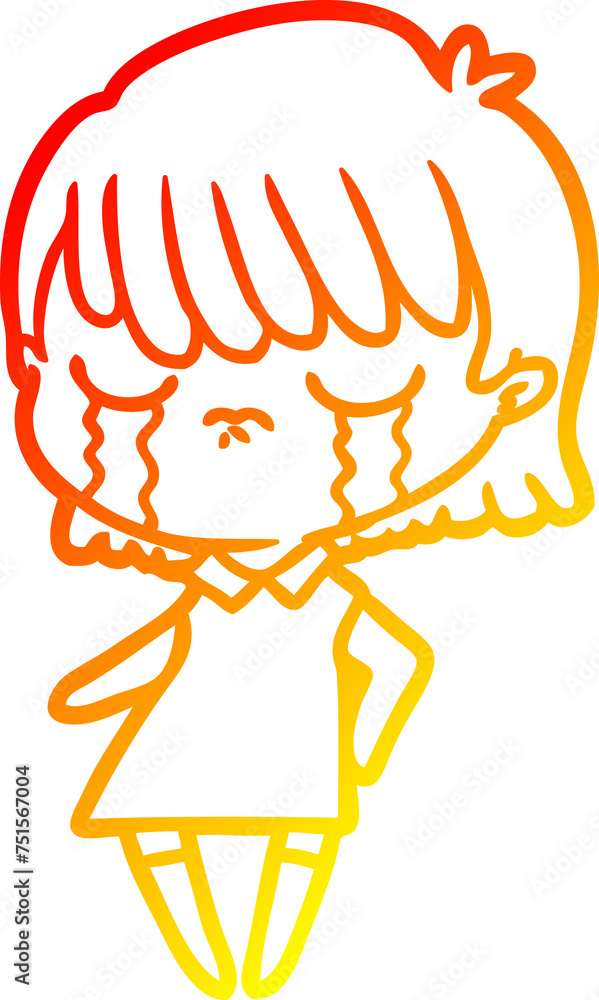 warm gradient line drawing cartoon woman crying warm gradient line drawing cartoon woman crying