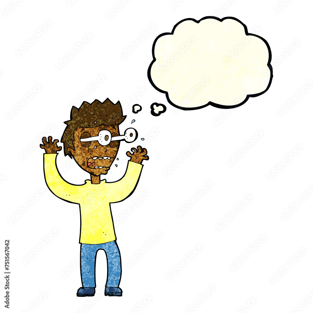 cartoon terrified man with thought bubble cartoon terrified man with thought bubble