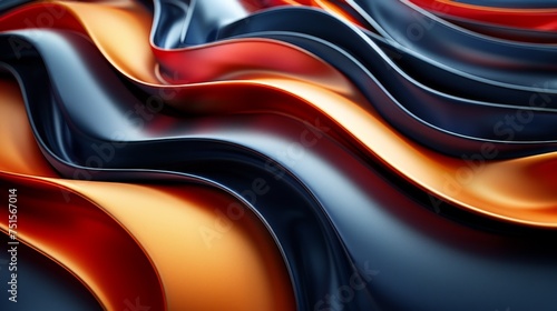 Elegant Abstract Silken Waves in a Graceful Flow of Red and Blue