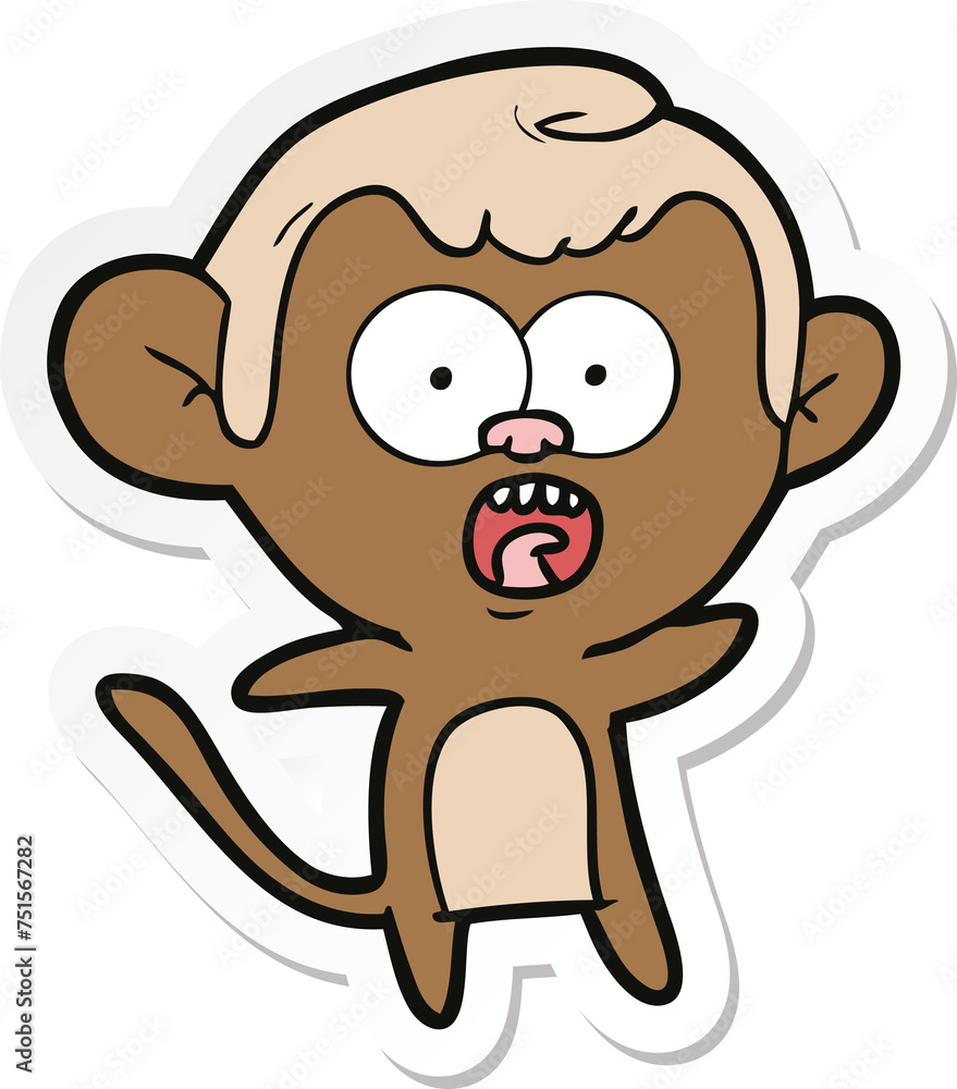Obraz premium sticker of a cartoon shocked monkey
