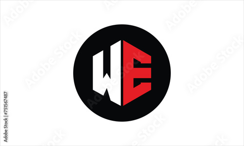 WE initial letter polygon icon gaming logo design vector template. batman logo, sports logo, monogram, falcon, war game, symbol, playing logo, abstract, fighting, typography, icon, minimal, premier 