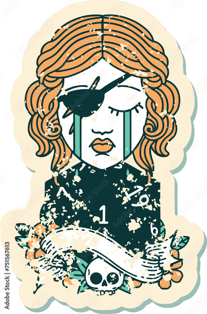 crying human rogue with natural one D20 roll illustration crying human rogue with natural one D20 roll illustration