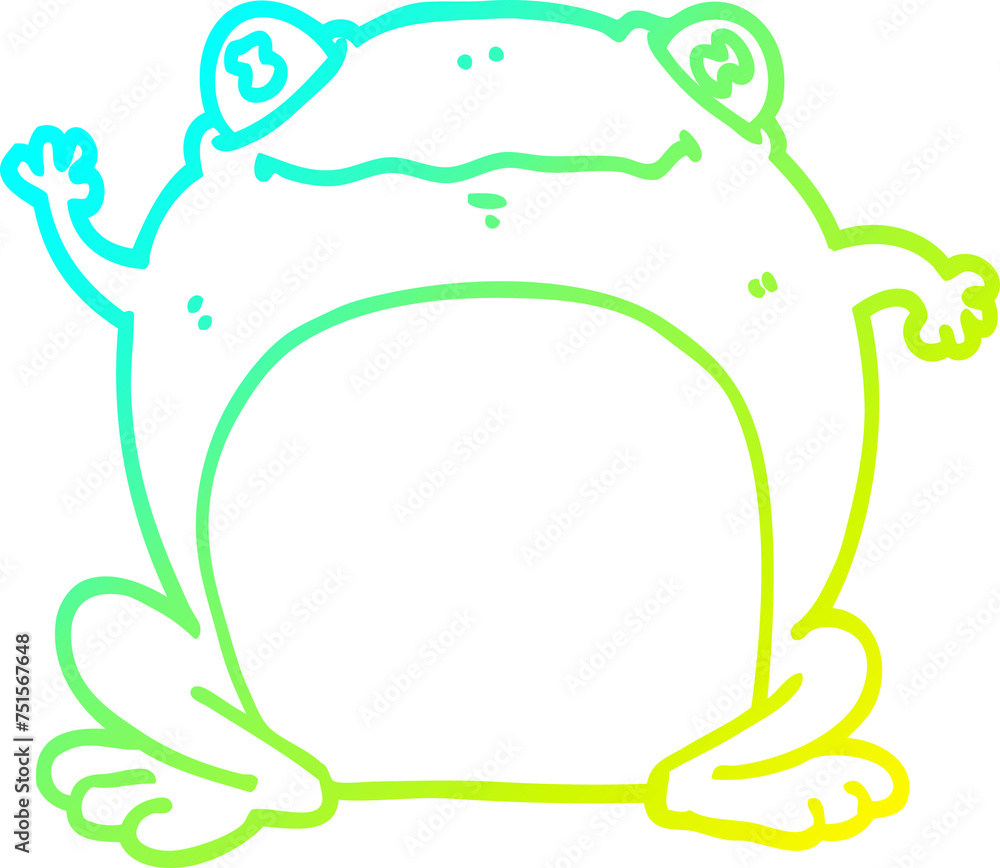 cold gradient line drawing cartoon frog