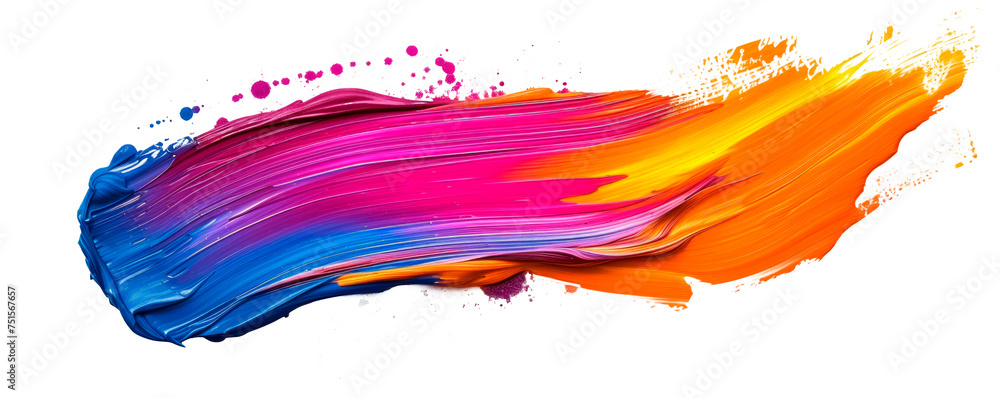 A colorful brush stroke. Isolated on transparent background, PNG