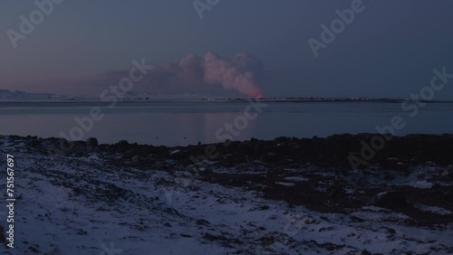 Icelandic eruption February 2024 seen from Reykjavik photo