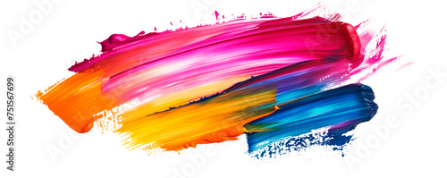 A colorful brush stroke. Isolated on transparent background, PNG