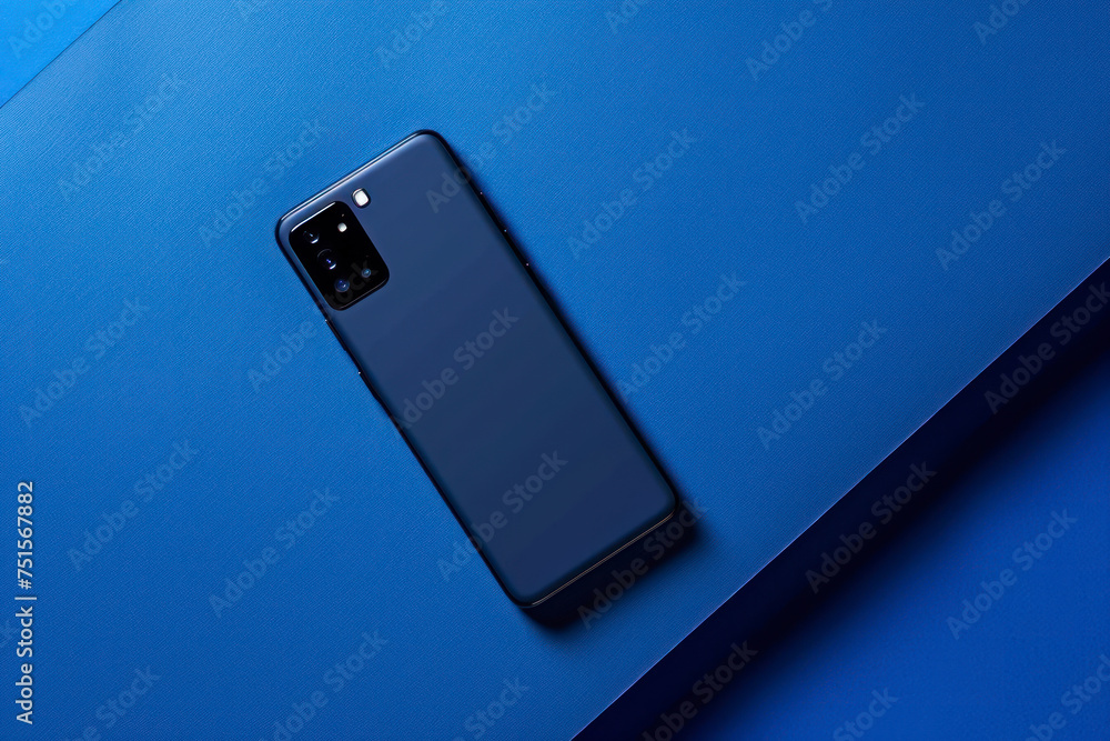 A sleek smartphone against a striking blue background, highlighting its modern design and features. A sleek smartphone against a striking blue background, highlighting its modern design and features.