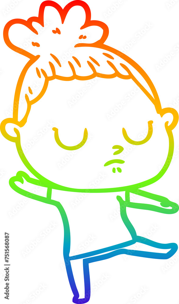 rainbow gradient line drawing cartoon calm woman rainbow gradient line drawing cartoon calm woman