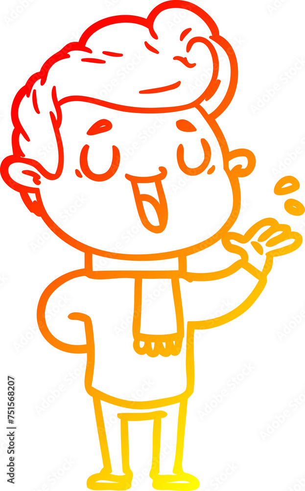 warm gradient line drawing happy cartoon man warm gradient line drawing happy cartoon man