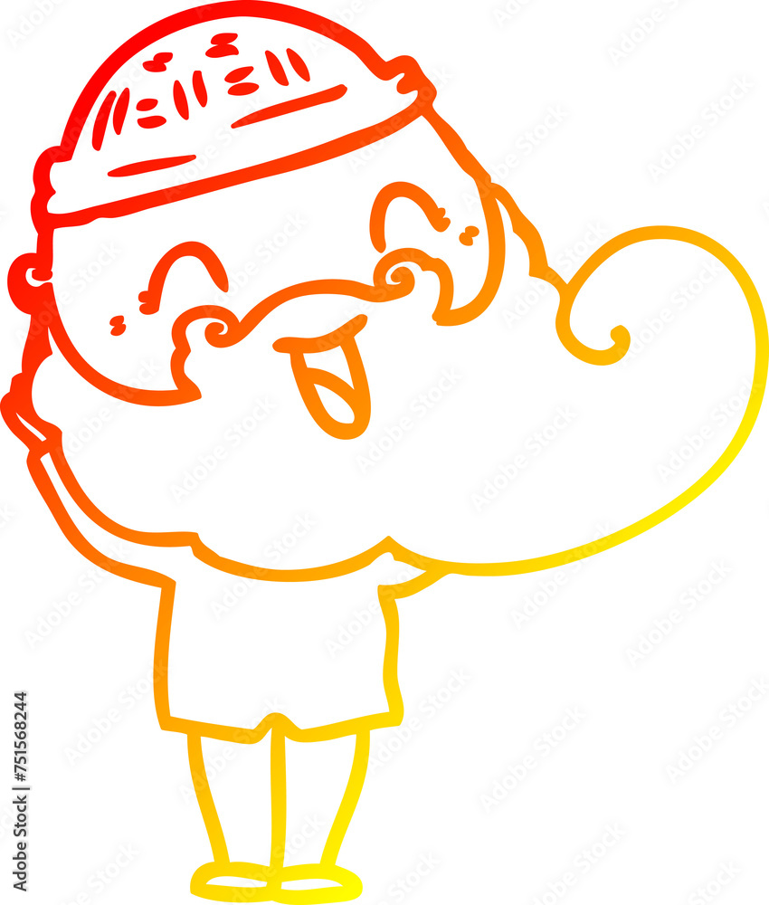 warm gradient line drawing happy bearded man warm gradient line drawing happy bearded man