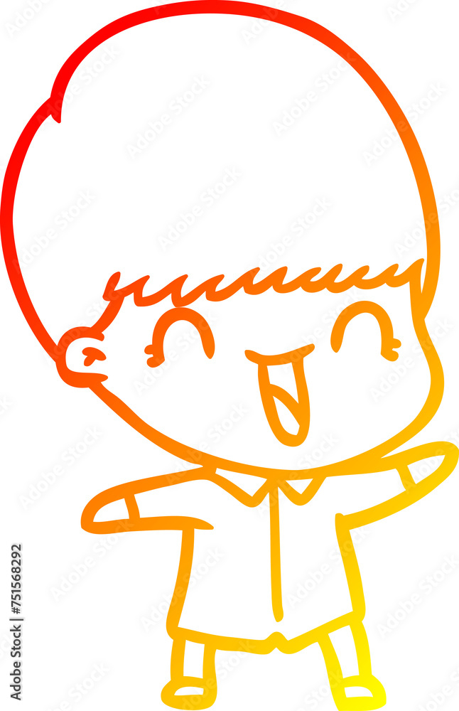 warm gradient line drawing happy cartoon boy warm gradient line drawing happy cartoon boy