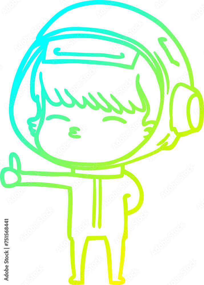 cold gradient line drawing cartoon curious astronaut giving thumbs up cold gradient line drawing cartoon curious astronaut giving thumbs up