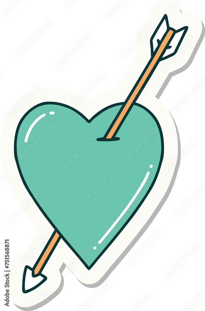tattoo style sticker of an arrow and heart tattoo style sticker of an arrow and heart