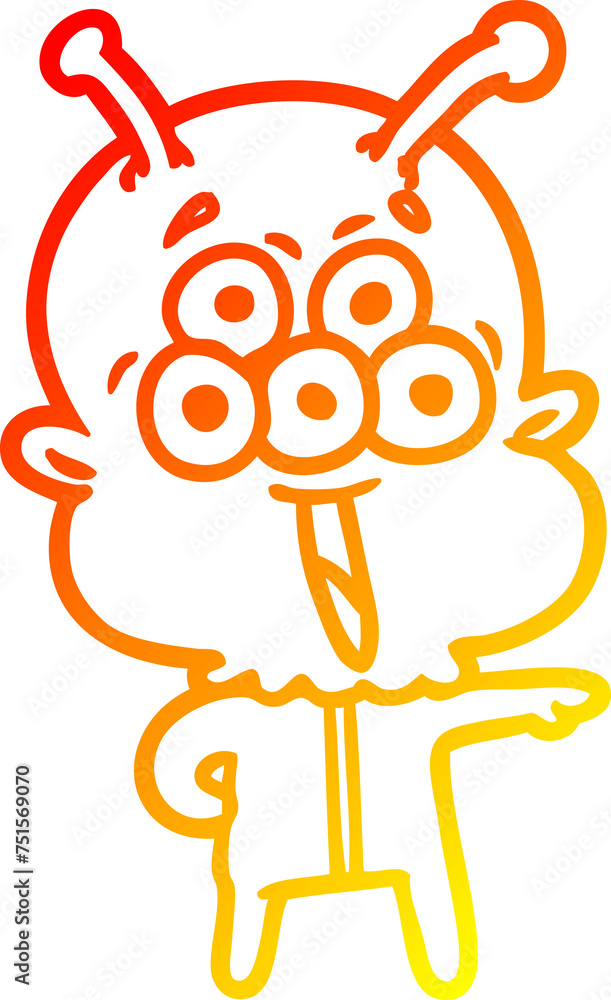 warm gradient line drawing happy cartoon alien warm gradient line drawing happy cartoon alien