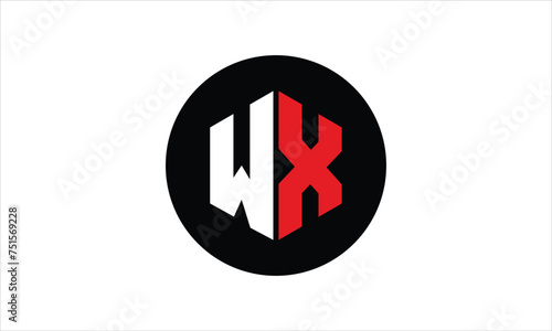 WX initial letter polygon icon gaming logo design vector template. batman logo, sports logo, monogram, falcon, war game, symbol, playing logo, abstract, fighting, typography, icon, minimal, premier 