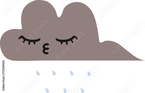 flat color retro cartoon storm rain cloud