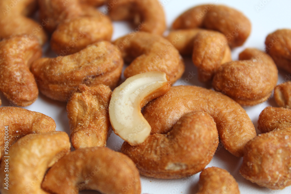 Background texture of roasted cashew nut