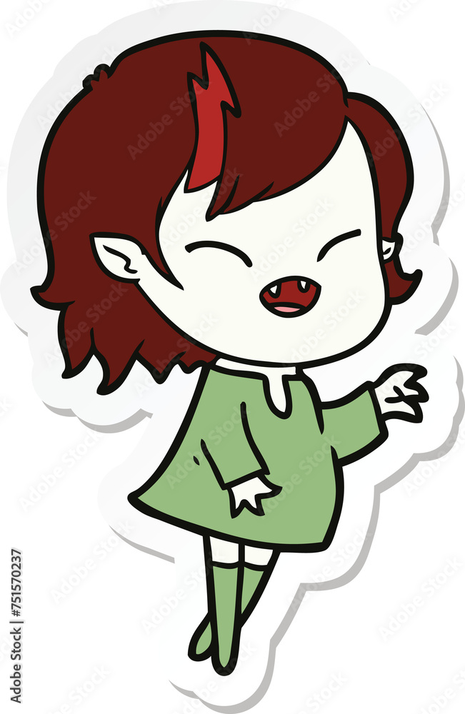 sticker of a cartoon laughing vampire girl sticker of a cartoon laughing vampire girl