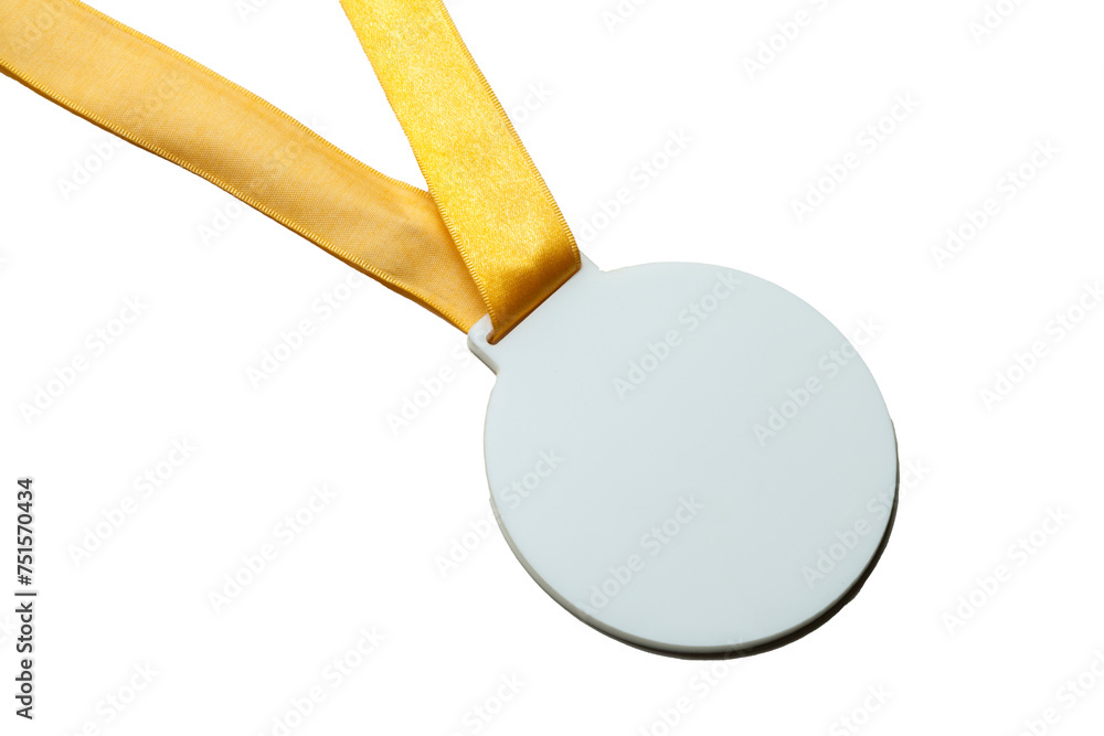 Medal on black background and yellow bead. Award concept. Obejct isolated. Medal on black background and yellow bead. Award concept. Obejct isolated.