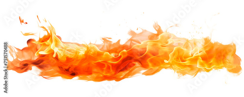A long orange flame. Isolated on transparent background, PNG