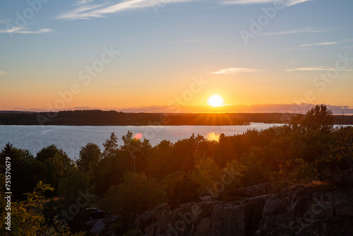 Sunset over the lake in sweden