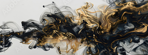 Black and White Marble ink abstract background with gold