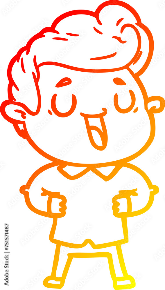 warm gradient line drawing happy cartoon man warm gradient line drawing happy cartoon man