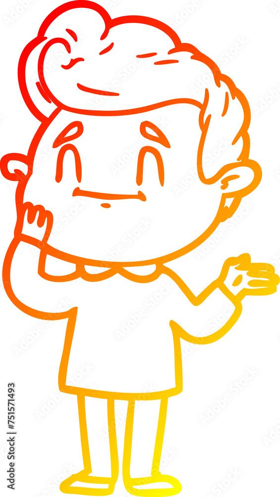 warm gradient line drawing happy cartoon man warm gradient line drawing happy cartoon man